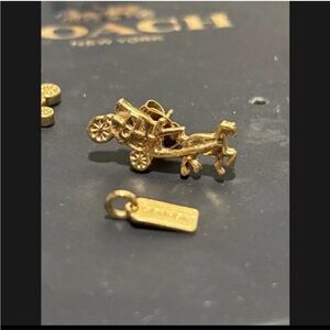 Coach Vintage Gold Horse & Carriage Charm with Gold Tag